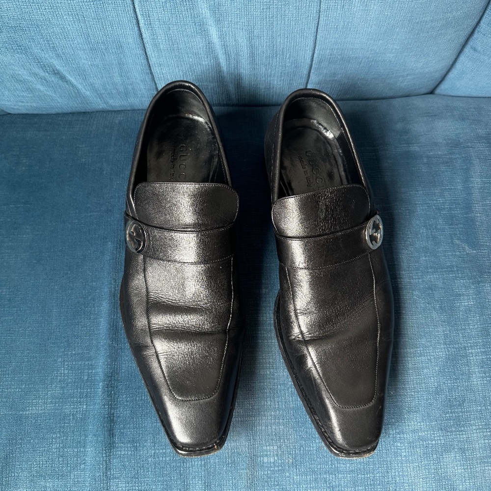 Black Gucci loafers